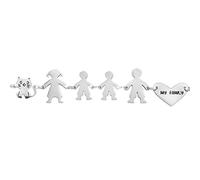 Beloved ❤️ Bracciale Famiglia donna o unisex in acciaio - braccialetto varie composizioni - incisione nera My Family - (Silver, Genitori + 2 bimbi + gatto)
