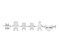 Beloved ❤️ Bracciale Famiglia donna o unisex in acciaio - braccialetto varie composizioni - incisione nera My Family - (Silver, Genitori + 2 bimbe + gatto)