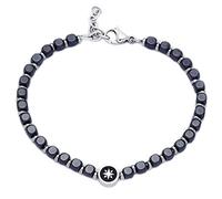 Beloved Bracciale in acciaio da uomo o unisex con placcatura colore nero e tema marino - lunghezza regolabile, chiusura a moschettone, braccialetto uomo (Stella polare nero)