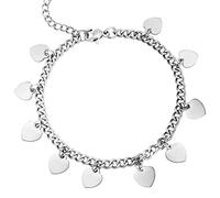 Beloved ❤️ Bracciale Pure Steel donna in acciaio inossidabile - Catena groumette - Charms pendenti a tema - Chiusura regolabile con moschettone (Silver Cuori)