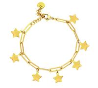 Beloved ❤️ Bracciale Pure Steel donna in acciaio inossidabile - Charms pendenti a tema nei colori dell'oro - Chiusura regolabile con moschettone (Gold Stelle)