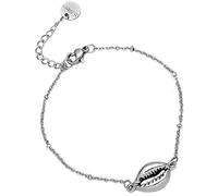 Beloved Bracciale Summer Vibes con Conchiglia intagliata in acciaio - regolabile fino a 21 cm con moschettone (Silver)