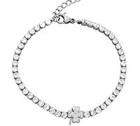 Beloved ❤️ Bracciale Tennis con charm donna e ragazza - Charm a tema con pavè di cristalli - Lunghezza regolabile con moschettone (Quadrifoglio)