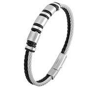 Beloved Bracciale uomo in Acciaio e silicone con chiusura - semirigido - maglia torchon e piastrine - braccialetto idea regalo