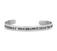Beloved Bracciale uomo in acciaio Emozionale - frasi, pensieri, parole - bracciale con struttura rigida aperta 7 mm - incisione smaltata (Silver, Mod. 3)