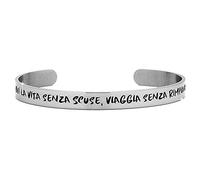 Beloved Bracciale uomo in acciaio Emozionale - frasi, pensieri, parole - bracciale con struttura rigida aperta 7 mm - incisione smaltata (Silver, Mod. 2)