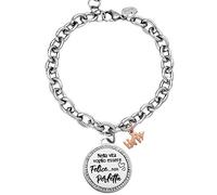 Beloved ❤️ Braccialetto da donna Emozionale catena Groumette in acciaio con cristalli - frasi, pensieri, parole con ciondolo pendente - misura regolabile - colore silver - CON INCISIONE (RONE)
