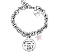 Beloved ❤️ Braccialetto da donna Emozionale catena Groumette in acciaio con cristalli - frasi, pensieri, parole con ciondolo pendente - misura regolabile - colore silver - CON INCISIONE (ROST)