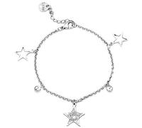 Beloved Braccialetto donna con cristalli in acciaio - bracciale charms con 5 ciondoli pendenti - con catena e charm a tema incastonati - misura regolabile (Stelle)