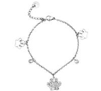 Beloved Braccialetto donna con cristalli in acciaio - bracciale charms con 5 ciondoli pendenti - con catena e charm a tema incastonati - misura regolabile (Zampine)