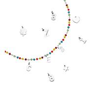 Beloved ❤️ Collana componibile con cristalli briolè multicolor - personalizzabile fino a 15 lettere e simboli pendenti - nome, parola, iniziali - Colore silver (3 Lettere/Simboli)