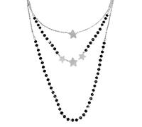 Beloved ❤️ Collana donna tre file in acciaio con cristalli briolè neri - Charms a tema e cristalli - Lunghezza regolabile con moschettone - Cuori