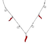 Beloved ❤️ Collana in acciaio con cornetti portafortuna e charms quadrifoglio - catenina lunghezza regolabile - in acciaio inossidabile anallergica - silver (Colore Silver, Stelle)