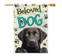 Beloved Dog, bandiera da giardino stampata con cane labrador nero, decorazione per esterni tutto l'anno, bandiera degli amanti degli animali, accenti interni 71,1 x 101,6 cm