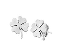 Beloved Orecchini Basic con charm a lobo - adatto a lobi forati - Con perno e farfallina (Silver, Quadrifoglio)