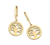 Beloved Orecchini Basic con charm pendente a tema - adatto a lobi forati - Chiusura a scatto (Albero della vita, Gold)