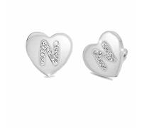 Beloved Orecchini da donna con cristalli in acciaio - con lettera iniziale a forma di cuore - lettera dell'alfabeto in cristalli - Con perno e farfallina - per lobi forati (N)
