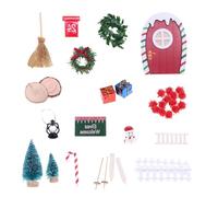BELOWSYALER 1/12 Miniature Gnomi Porta Scena di Natale Set Fate Elfi Accessori Decorativi Per Casa di Bambola Casa Vacanze Display