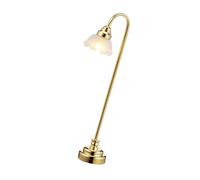 BELOWSYALER 1/12 Scala Dollhouses Miniatura Satinato Oro Lampada Da Tavolo Con Luce LED A Batteria Per Realistico Interior Design