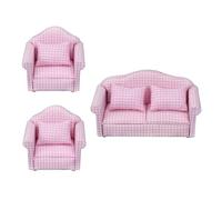 BELOWSYALER 1/12 Scala Miniatura Doppio Divano Singolo Set Per Casa di Bambola Mobili Con Cuscino Morbido E Telaio In Legno Decori Scene
