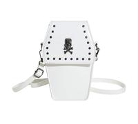 BELOWSYALER 2023 NUOVA borsa a tracolla Halloween borsa a forma di bara piccola borsa per cellulare festival gotico per ragazza donna rivetto borse a tracolla vintage, bianco, One Size