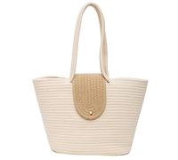 BELOWSYALER Borsa a tracolla casual intrecciata a mano, borsa a tracolla di grande capacità, leggera e da portare in giro per le vacanze del fine settimana, Beige, One Size