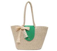BELOWSYALER Borsa a tracolla casual intrecciata a mano, borsa a tracolla di grande capacità, leggera e da portare in giro per le vacanze del fine settimana, Verde, One Size