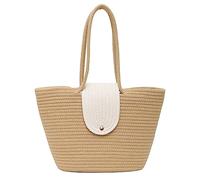 BELOWSYALER Borsa a tracolla casual intrecciata a mano, borsa a tracolla di grande capacità, leggera e da portare in giro per le vacanze del fine settimana, cachi, One Size