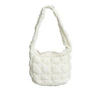 BELOWSYALER Borsa a tracolla da donna leggera borsa ascellare moda inverno trapuntato nylon tote borsa per ragazze borse tote con chiusura a cerniera, bianco, One Size