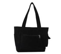 BELOWSYALER Borsa a tracolla in velluto a coste Grande Capacità Tote per le donne Casual Abbigliamento quotidiano Ragazze Scuola Studenti Favore Cerniera Velluto a coste Donne, Nero , One Size