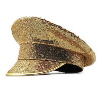 BELOWSYALER Cappello da capitano scintillante con paillettes a specchio per addio al nubilato, discoteca, capitano discoteca, attore, attrice, accessorio scintillante per feste