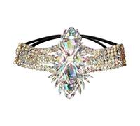 BELOWSYALER Catena da gamba con strass vintage, corda elastica per danza del ventre, gioielli per il corpo, catena per coscia per donne, accessorio per feste