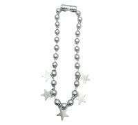 BELOWSYALER Collana a forma di stella a cinque punte con perline rotonde esagerate, catena per il collo, accessorio per catena clavicola retrò