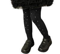 BELOWSYALER Collant termici foderati in pile con strass scintillanti per ragazze con stelle scintillanti per l'inverno elasticizzato per bambini multi scena collant termici, Nero , L
