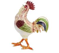 BELOWSYALER Contenitore a forma di gallo impreziosito con cristalli per decorazione da tavolo Custodia per gioielli per anelli, orecchini e bigiotteria, squisita scatola portagioie in metallo a forma