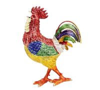 BELOWSYALER Contenitore a forma di gallo impreziosito con cristalli per decorazione da tavolo Custodia per gioielli per anelli, orecchini e bigiotteria, squisita scatola portagioie in metallo a forma