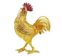 BELOWSYALER Contenitore a forma di gallo impreziosito con cristalli per decorazione da tavolo Custodia per gioielli per anelli, orecchini e bigiotteria, squisita scatola portagioie in metallo a forma