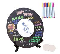 BELOWSYALER Diys Vinyls Record Wedding Guest Book Alternative Festa di Compleanno Favore Poster Con Adesivi Decorativi E Penne Vinili Record Buon Compleanno Decorazioni
