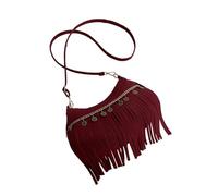 BELOWSYALER Elegante borsa a tracolla con dettagli in metallo antico morbido tessuto scamosciato confortevole per tutti i giorni borsa a tracolla regolabile leggera borsa a tracolla regolabile, Rosso