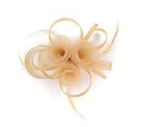 BELOWSYALER Elegante fermaglio per capelli a forma di fiore piumato in rete per matrimoni e feste, accessorio da sposa vintage