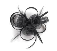 BELOWSYALER Elegante fermaglio per capelli a forma di fiore piumato in rete per matrimoni e feste, accessorio da sposa vintage