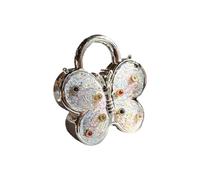 BELOWSYALER Elegante mini borsa da sera con farfalla e strass, per donne e matrimoni e feste, in acrilico, Argento