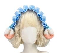 BELOWSYALER Fasce per capelli di agnello per cosplay con archi volant orecchie di agnello fasce per capelli bella copricapo trucco lavaggio viso fasce per capelli festa di compleanno elastico cravatta