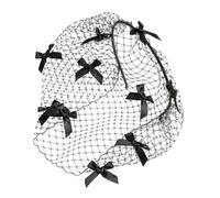 BELOWSYALER Fasce per capelli in pizzo nero con velo, accessorio per capelli da sposa, per donne, matrimoni, Halloween, feste anni '20