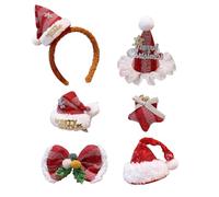 BELOWSYALER Fermaglio per capelli di Natale, cappello di Babbo Natale, fascia per capelli da donna, ragazza, fiocco, forcina, cosplay, copricapo per bambini, decorazione per feste e vacanze