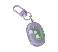 BELOWSYALER Portachiavi in resina con fiore colorato alla moda ciondolo robusto artigianato unisex migliore amico partner occasioni speciali portachiavi ovale in resina robusto accessorio alla moda