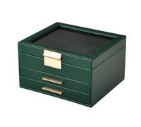 BELOWSYALER Portagioie multifunzionale Coperchio trasparente Interno in flanella PU Pelle Oro Hardware per Display Scatola di immagazzinaggio foderata in flanella