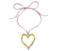 BELOWSYALER Semplice Grande Hollow Love Heart Pendant Collana Dichiarazione Gioielli Clavicola Catena Lunga Corda Annodata Girocollo Collana Corta Collare Girocollo Per Le Donne
