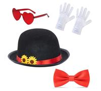 BELOWSYALER Set di occhiali da mago di Halloween, cappello a cilindro, papillon, per donne e uomini, feste di festa, spettacoli magici, accessori per feste