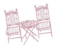 BELOWSYALER Set di tavolo e sedie in ferro 3 in 1 in miniatura per case delle bambole 1/12 decorazioni per progetti artigianali e accessori da esposizione da giardino